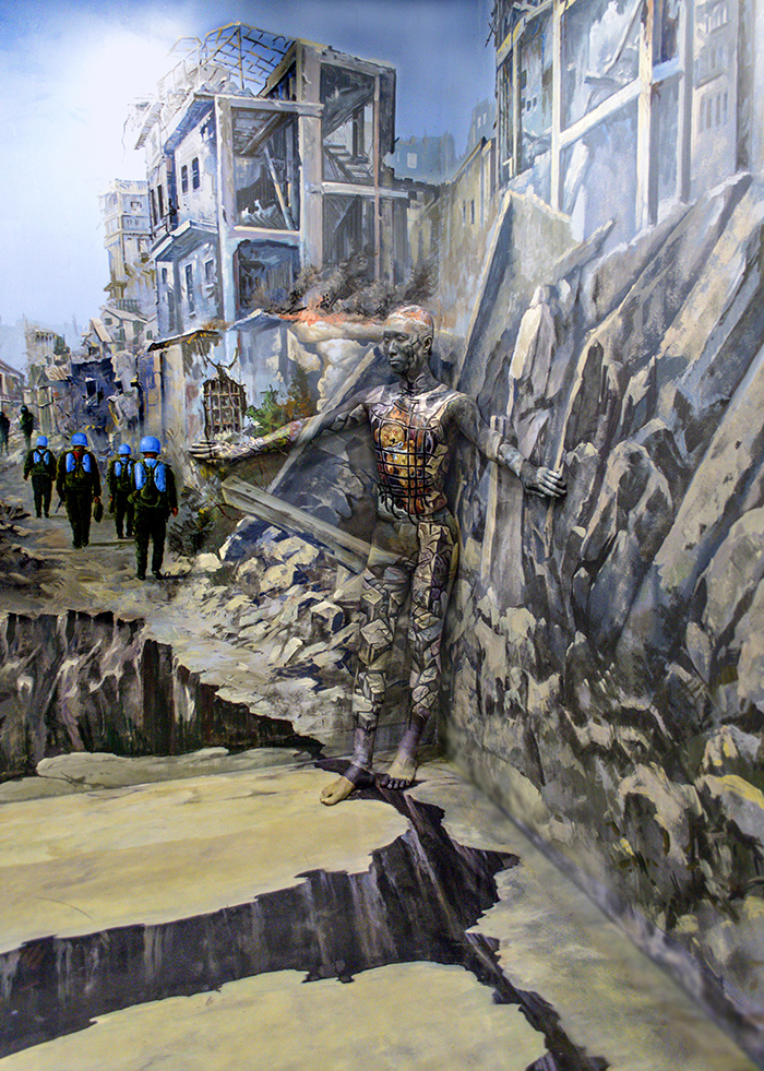 bodypainting in a museum / memory of the Korean war