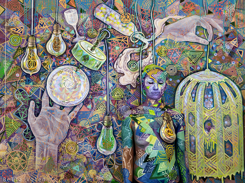 camouflage fine art body painting by Bella Volen 