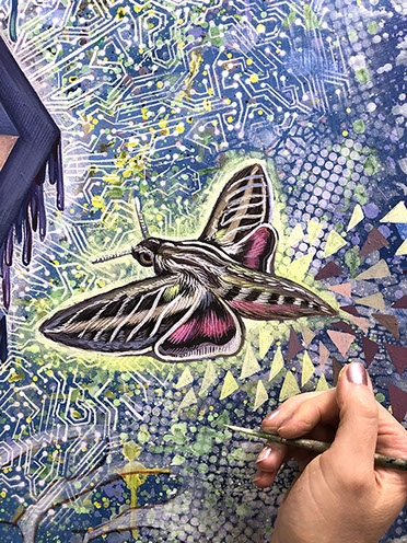 acryl gemälde mit falter