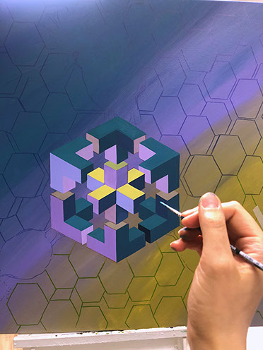 acryl bild in arbeit