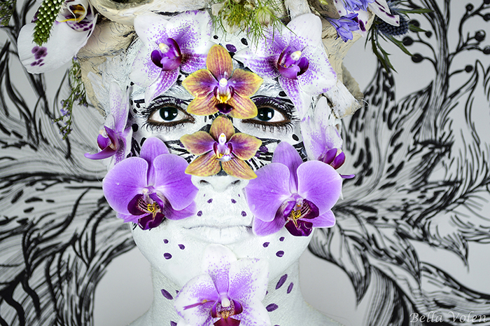 fine art body painting with orchids