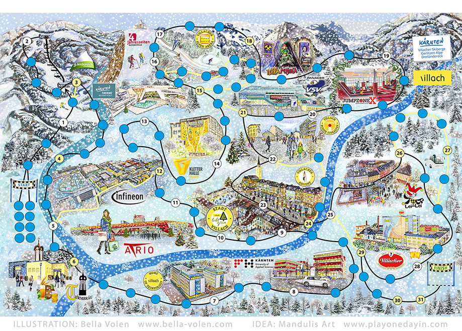 one day in villach-illustration brettspeil Winter/boardgame