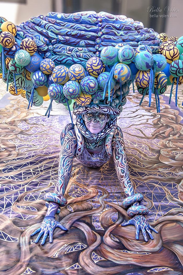 wood wide web, art installation and balloon art 