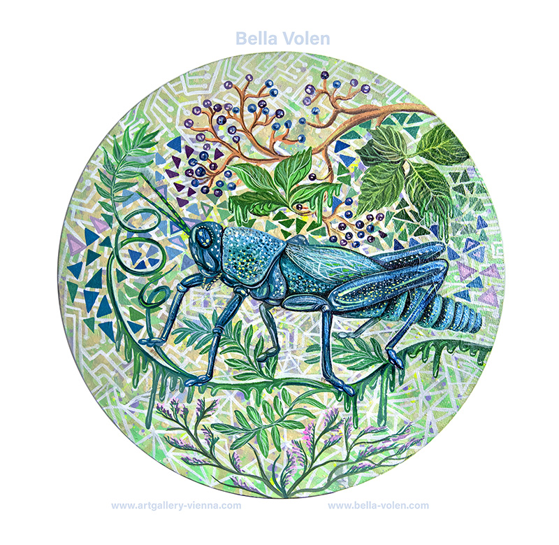 locust round canvas painting