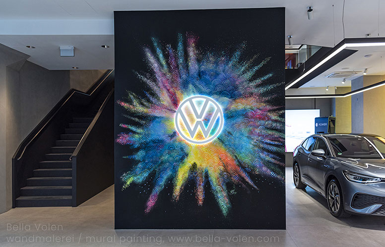 mural painting in vienna, volkswagen commission