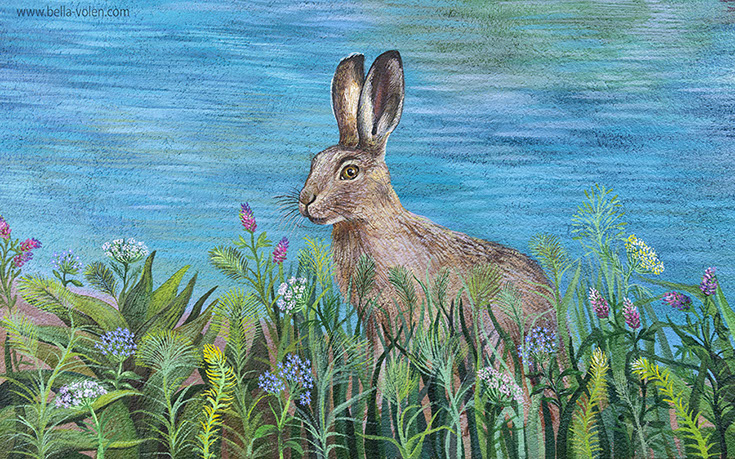 Mural painting in Vienna with a rabbit